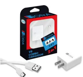 [cargador clavija cable usb] COMBO CARGADOR 1HORA TIPO V8 / MICRO USB (GAR064)
